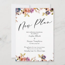 Floral Elegante Hochzeit verschoben Neue Plan Kart Einladung