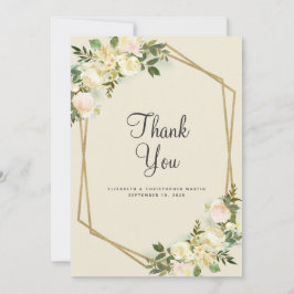 Floral Elegante Hochzeitgoldrahmen Rose Wasserfarb Dankeskarte