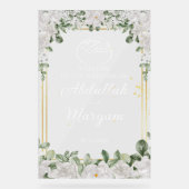 Floral Elegante islamische Hochzeit Willkommen Acrylschild (Vorderseite)