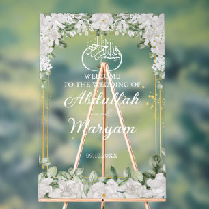 Floral Elegante islamische Hochzeit Willkommen Acrylschild
