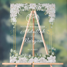 Floral Elegante islamische Hochzeit Willkommen Acrylschild