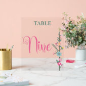 Floral Elegante Liebe Hochzeit Tischnummer NINE Acrylschild (Hochzeit)