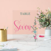 Floral Elegante Liebe Hochzeit Tischnummer SEVEN Acrylschild (Hochzeit)