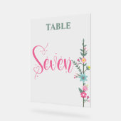 Floral Elegante Liebe Hochzeit Tischnummer SEVEN Acrylschild (Winkel)