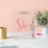 Floral Elegante Liebe Hochzeit Tischnummer SIX Acrylschild (Hochzeit)