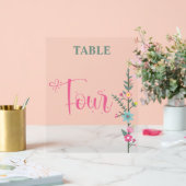 Floral Elegante Liebe Hochzeit Tischnummer VIER Acrylschild (Hochzeit)