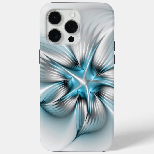 Floral Elegante Modernes Abstraktes blaues Fraktal Case-Mate iPhone Hülle (Rückseite)