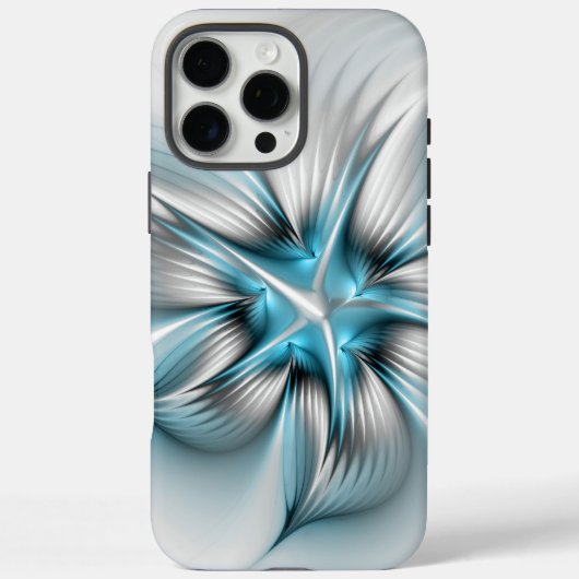 Floral Elegante Modernes Abstraktes blaues Fraktal Case-Mate iPhone Hülle (Rückseite)