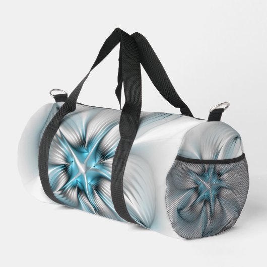 Floral Elegante Modernes Abstraktes blaues Fraktal Duffle Bag (Rechte Ecke)