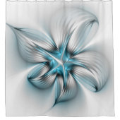Floral Elegante Modernes Abstraktes blaues Fraktal Duschvorhang (Vorderseite)