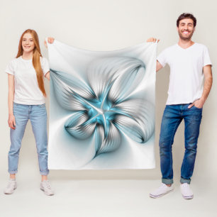 Floral Elegante Modernes Abstraktes blaues Fraktal Fleecedecke