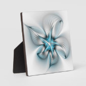 Floral Elegante Modernes Abstraktes blaues Fraktal Fotoplatte (Vorderseite)