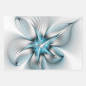 Floral Elegante Modernes Abstraktes blaues Fraktal Geschenkpapier Set (Vorderseite 3)
