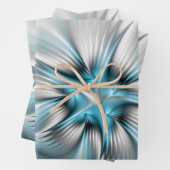 Floral Elegante Modernes Abstraktes blaues Fraktal Geschenkpapier Set (Beispiel)