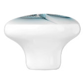 Floral Elegante Modernes Abstraktes blaues Fraktal Keramikknauf (Seitenansicht)