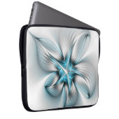Floral Elegante Modernes Abstraktes blaues Fraktal Laptopschutzhülle (Vorne Rechts)