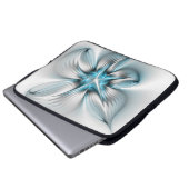 Floral Elegante Modernes Abstraktes blaues Fraktal Laptopschutzhülle (Vorne Knopf)