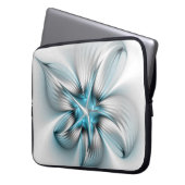 Floral Elegante Modernes Abstraktes blaues Fraktal Laptopschutzhülle (Vorderseite Links)