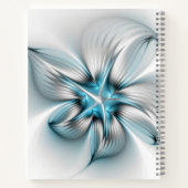 Floral Elegante Modernes Abstraktes blaues Fraktal Notizblock (Rückseite)