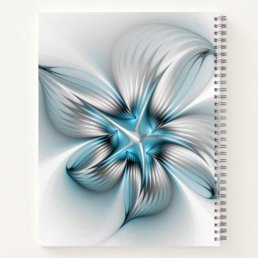 Floral Elegante Modernes Abstraktes blaues Fraktal Notizblock (Rückseite)