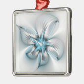 Floral Elegante Modernes Abstraktes blaues Fraktal Ornament Aus Metall (Links)
