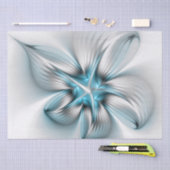 Floral Elegante Modernes Abstraktes blaues Fraktal Seidenpapier (Handwerk)