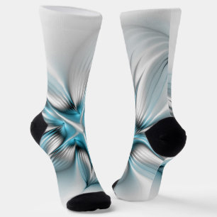 Floral Elegante Modernes Abstraktes blaues Fraktal Socken