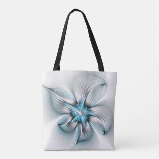 Floral Elegante Modernes Abstraktes blaues Fraktal Tasche (Rückseite)