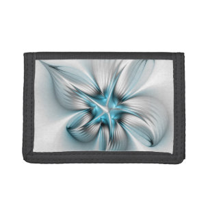 Floral Elegante Modernes Abstraktes blaues Fraktal Tri-fold Geldbeutel