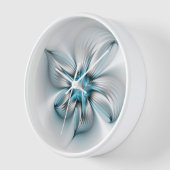 Floral Elegante Modernes Abstraktes blaues Fraktal Uhr (Winkel)