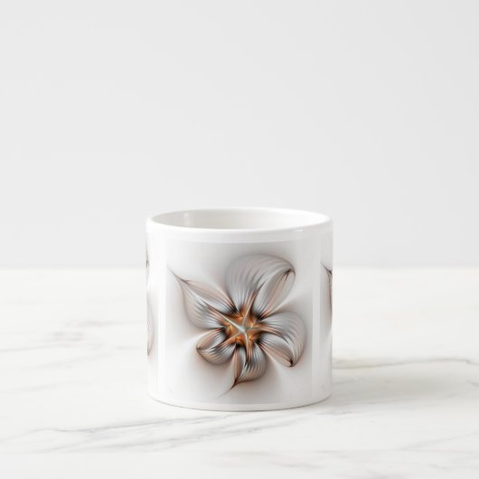Floral Elegante Modernes Abstraktes Fraktal Espressotasse (Vorderseite)