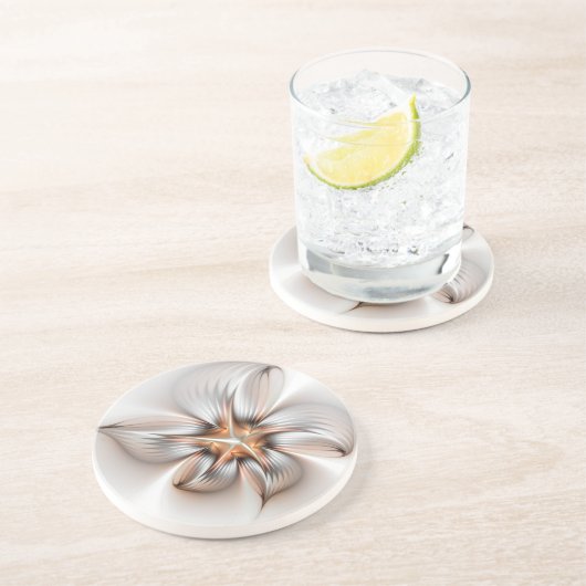 Floral Elegante Modernes Abstraktes Fraktal Getränkeuntersetzer (Seite)