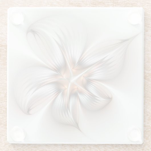 Floral Elegante Modernes Abstraktes Fraktal Glasuntersetzer (Rückseite)