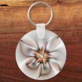 Floral Elegante Modernes Abstraktes Fraktal Schlüsselanhänger (Vorderseite)