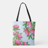 Floral Elegante Rosa Peonies Einfache Gartenanlage Tasche (Rückseite)