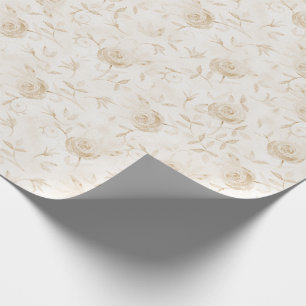 Floral Elegante Rose Beige Weiße Muster Geschenkpapier