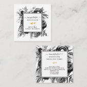 *~* Floral Elegante Schwarze Wasserfarbe Blume  Quadratische Visitenkarte (Vorne/Hinten)