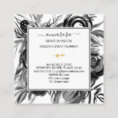 *~* Floral Elegante Schwarze Wasserfarbe Blume Quadratische Visitenkarte (Rückseite)