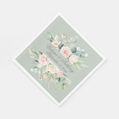 Floral Elegante Script Name Sage Green Wedding Nap Serviette (Ecke)