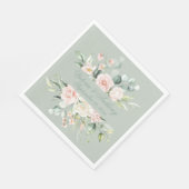 Floral Elegante Script Name Sage Green Wedding Serviette (Ecke)