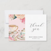 Floral Elegante Tee Party Brautparty Dankeskarte (Vorderseite)