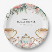 Floral Elegante Tee Party Brautparty Pappteller (Vorderseite)