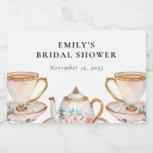 Floral Elegante Tee Party Brautparty Schaumweinetikett (Einzelnes Label)