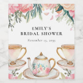 Floral Elegante Tee Party Brautparty Weinetikett (Einzelnes Label)