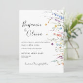 Floral Elegante Wildblume Boho Wedding Einladung (Stehend Vorderseite)
