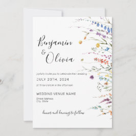 Floral Elegante Wildblume Boho Wedding Einladung