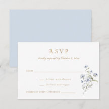 Floral Elegante Wildblumen Dusty Blue Wedding RSVP