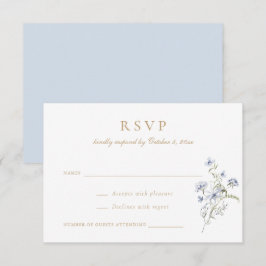 Floral Elegante Wildblumen Dusty Blue Wedding RSVP Einladung