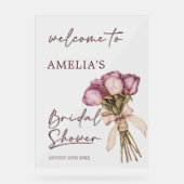 Floral Elegantes Bouquet Brautparty Begrüßung Acrylschild (Vorderseite)