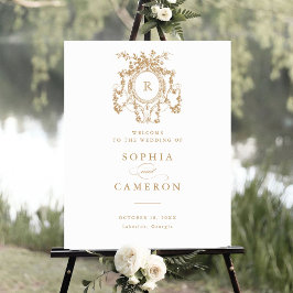 Floral Elegantes französisches Rose Wappen Begrüßu Poster